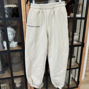 The Happy Camp3r cloud sweatpants beige embroidered soft joggers pockets fleece